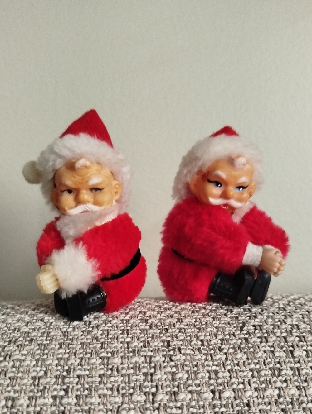 *2 for $20 deal* Two Vintage 1970's Clip-on Ornaments - Santa Claus Christmas